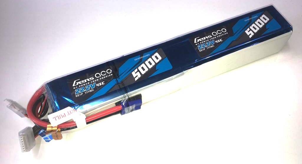 Gens Ace 5000mAh 44.4V 12S1P 60C Lipo Battery Pack EC5