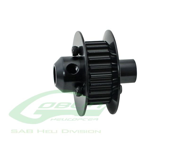 H0154BL-S - NEW HEAVY DUTY TAIL PULLEY 24T BLACK ANODIZE - GOBLIN 700 KYLE STACY EDITION