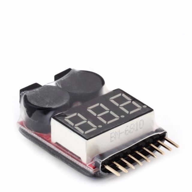 1-8s 2 In1 RC Li-ion Lipo Battery Voltage Meter Low Tester Buzzer Alarm