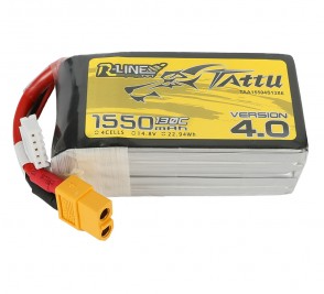 Tattu R-Line Version 4.0 1550mAh 14.8V 130C 4S1P Lipo Battery Pack with XT60 Plug